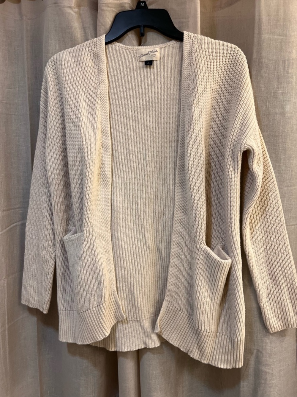 Universal Thread Cream Open-Front Ribbed Cardigan - Picture 1 of 2